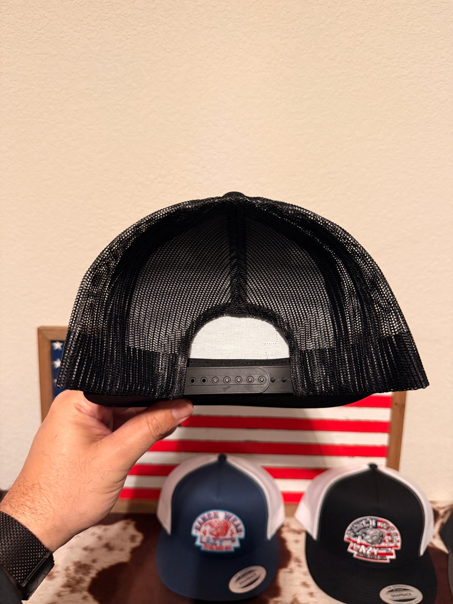 Lazy J Ranch Black Arrowhead Classic Five Panel Trucker Hat