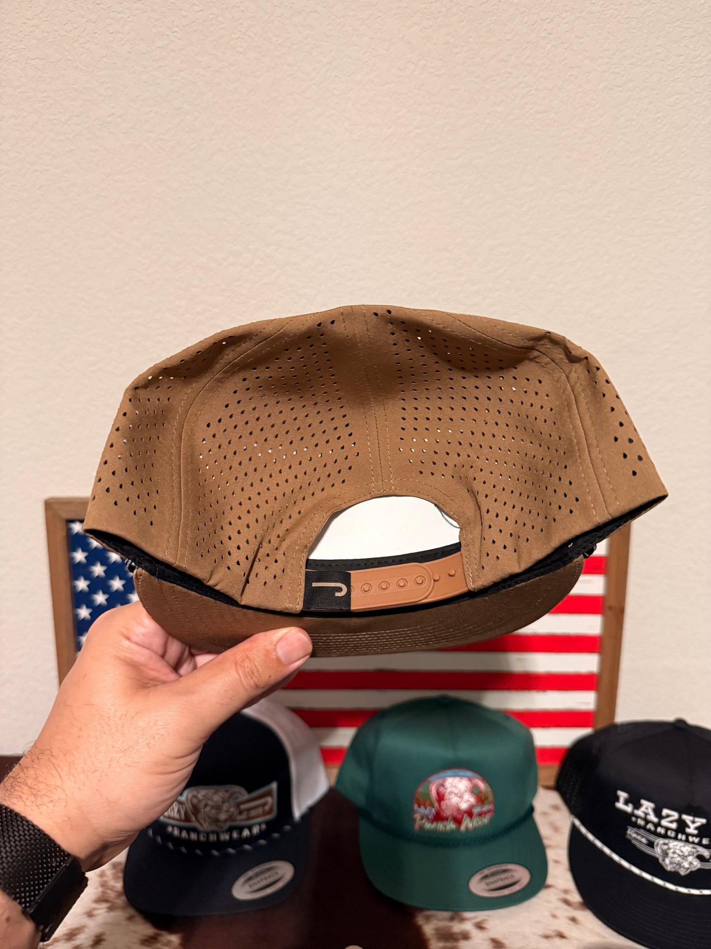 Lazy J Ranch Tan Diamond Banner Classic Rope Trucker Hat