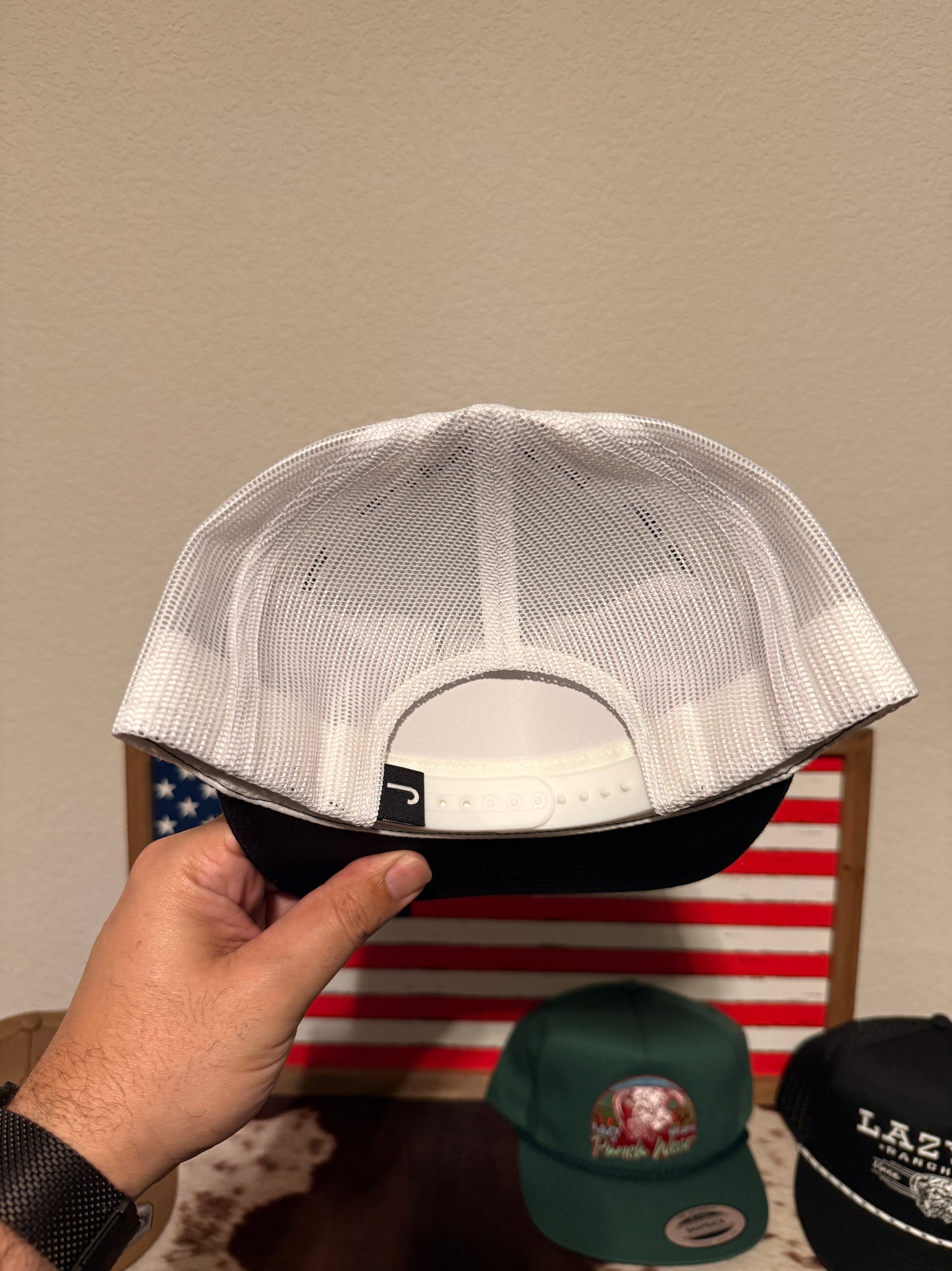 Lazy J Ranch Navy & White Diamond Banner Classic Rope Trucker Hat