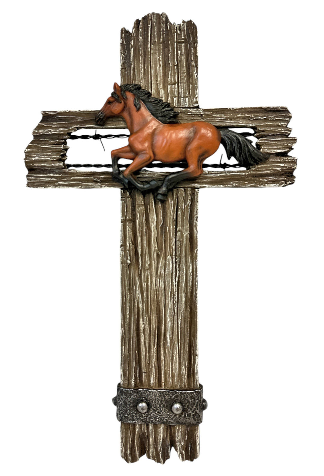 Brown Horse Country Farmhouse Accent Hanging Wall Cross