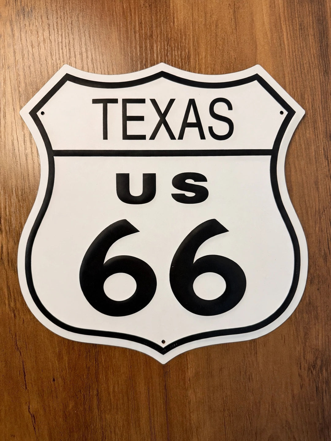 Texas US Route 66 shield tin sign