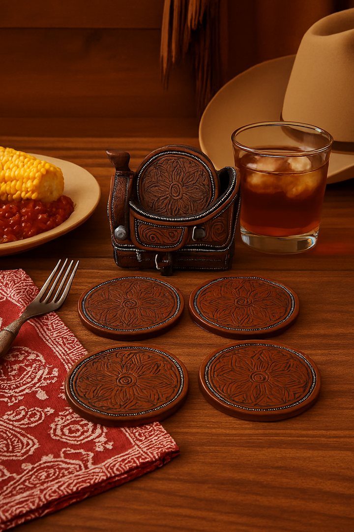 Western Saddle Coaster Set