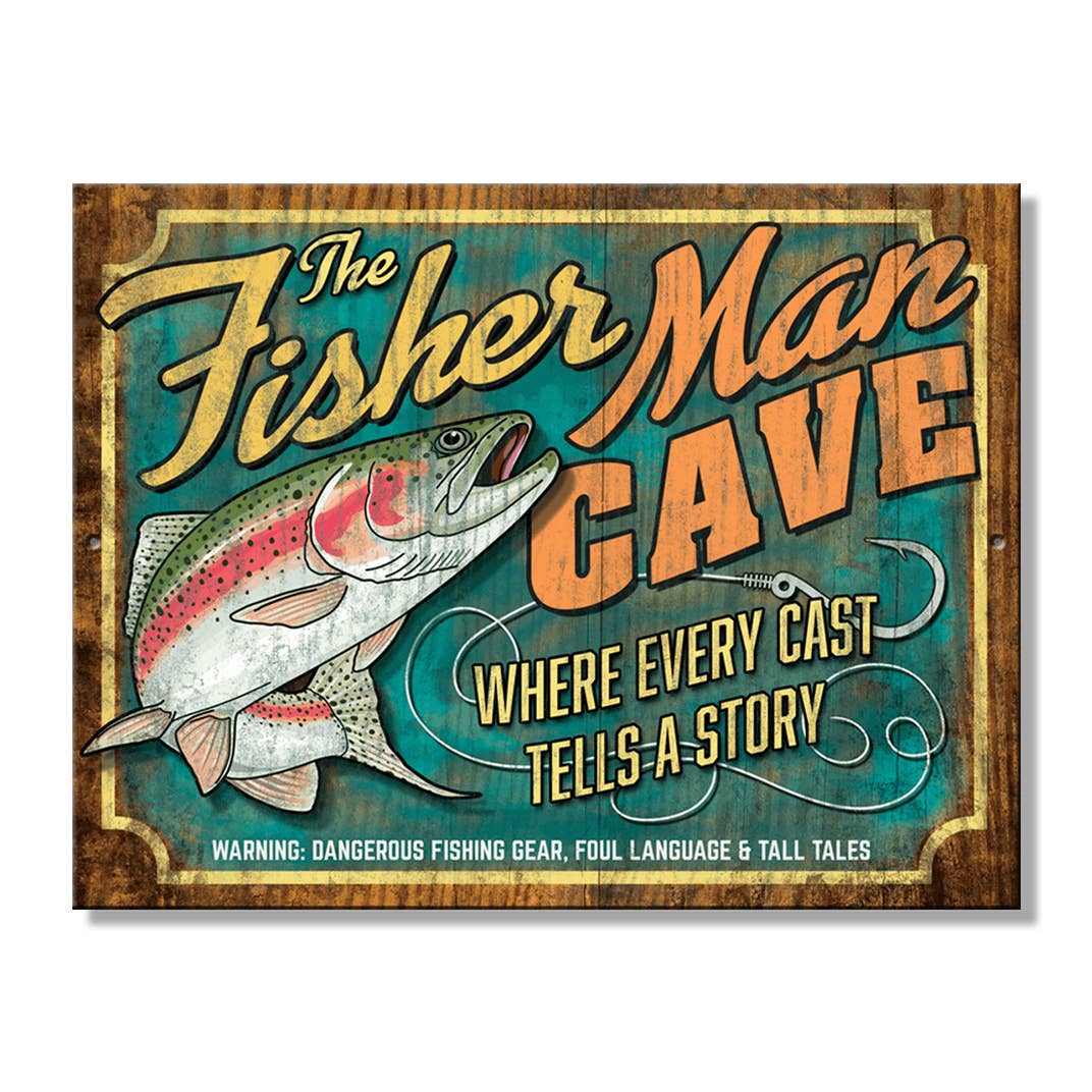 SH - Fisherman Cave 10.75in. x 8.25in. Tin Sign