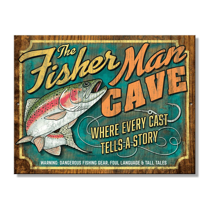 SH - Fisherman Cave 10.75in. x 8.25in. Tin Sign