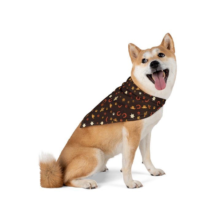 Western Cowboy Pet Bandana with Horseshoes, Cacti & Stars