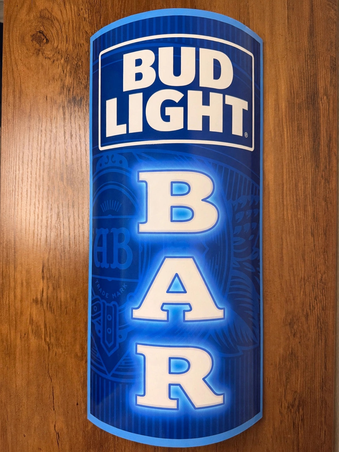 Bud Light BAR curved rolled aluminum sign
