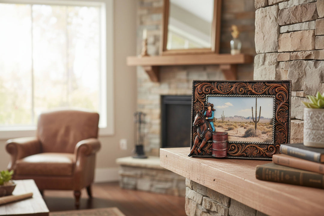 BARREL RACER 6X4 PHOTO FRAME-WESTERN DECOR-WESTERN HOME