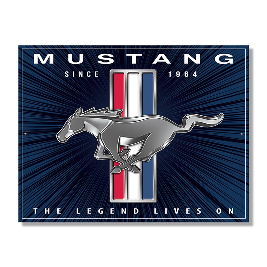 SH - Mustang Lives On 10.75in. x 8.25in. Tin Sign