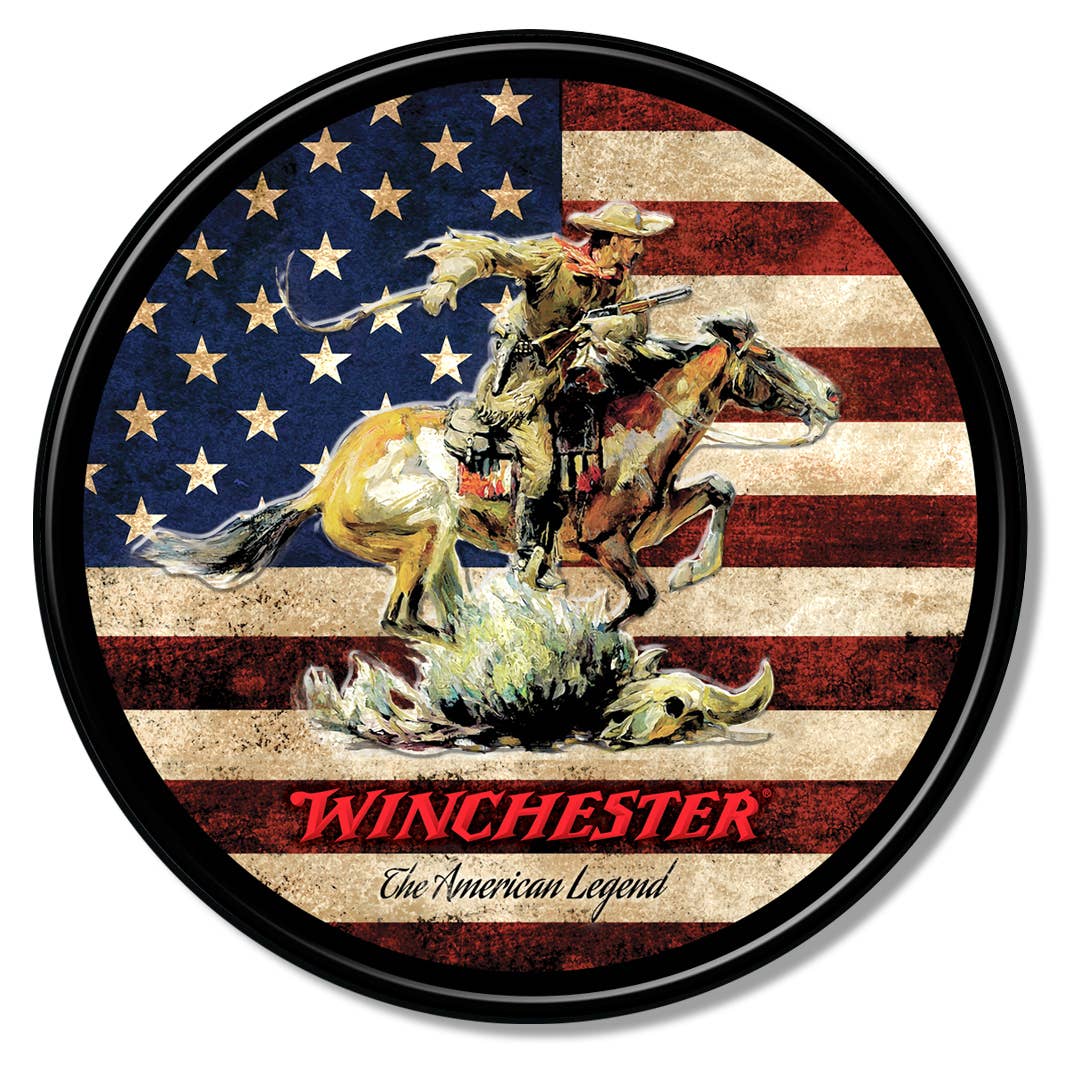 Round - Winchester Flag Tin Sign
