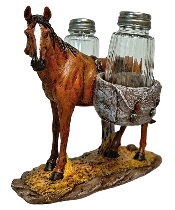 Horse Barnyard Ranch Salt and Pepper Shaker Holder Set