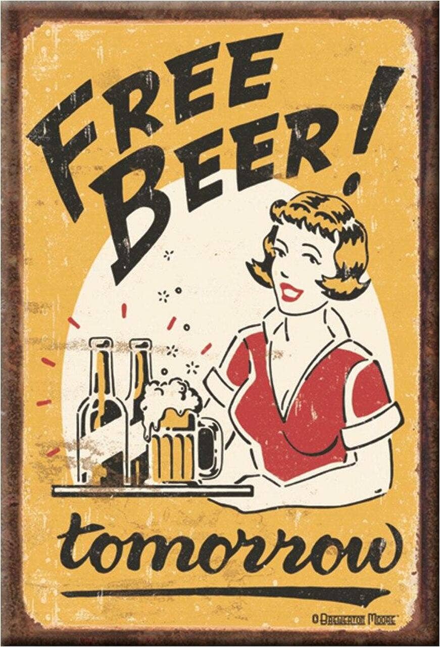 Magnet: Moore - Free Beer Metal wrapped with printed media