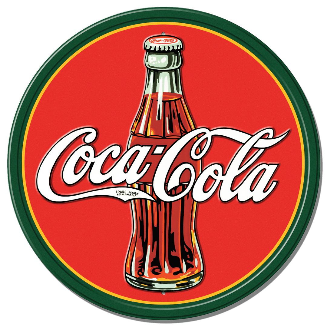 ROUND - COKE - Round 30's Bottle &amp; Log Tin Sign