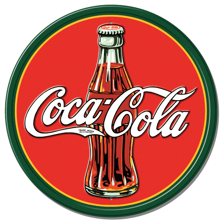 ROUND - COKE - Round 30's Bottle &amp; Log Tin Sign