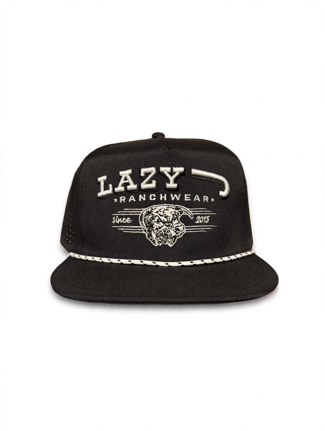 Lazy J Ranch Black Hereford Bull Western Performance Rope Trucker Hat