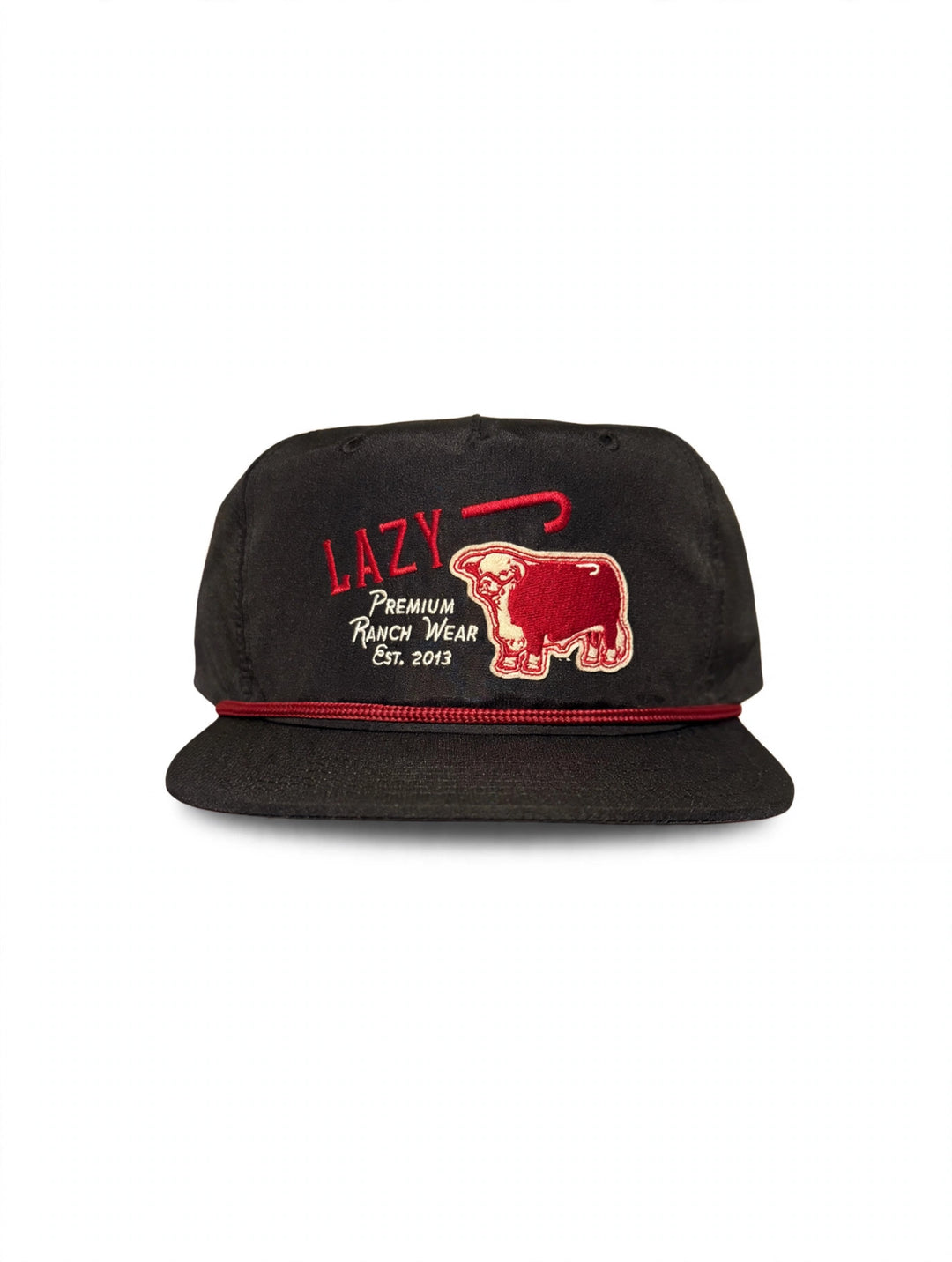 Lazy J Ranch Black Red Premium Ranch Rope Trucker Hat