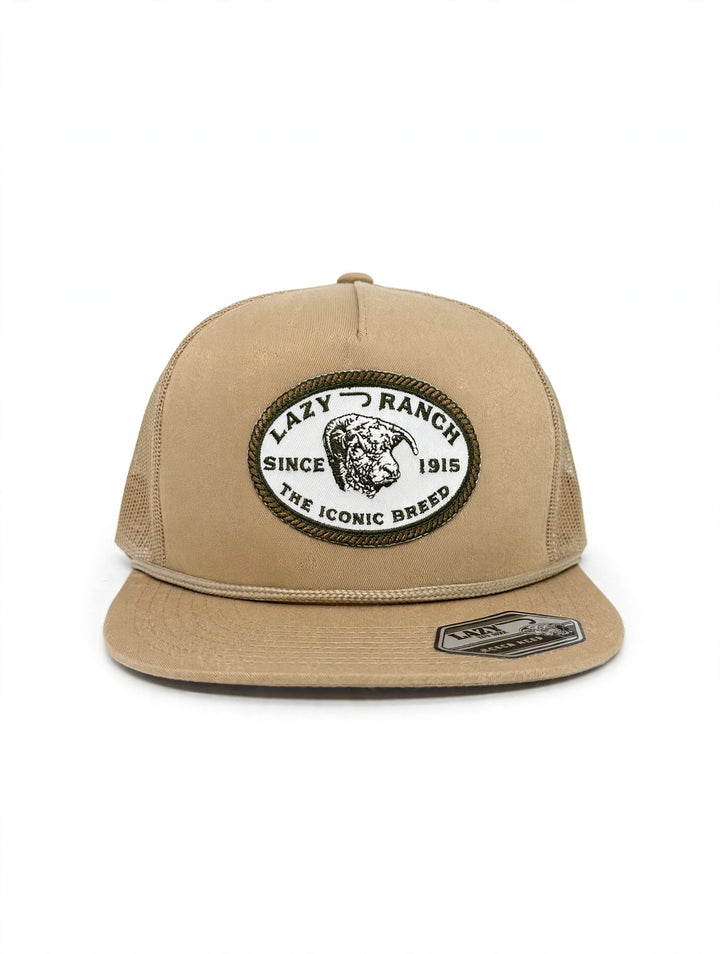 Lazy J Ranch Tan Olive Iconic Breed Patch Classic Five Panel Trucker Hat