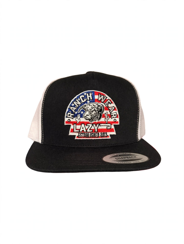 Lazy J Ranch Black & White USA Arrowhead Classic Five Panel Trucker Hat
