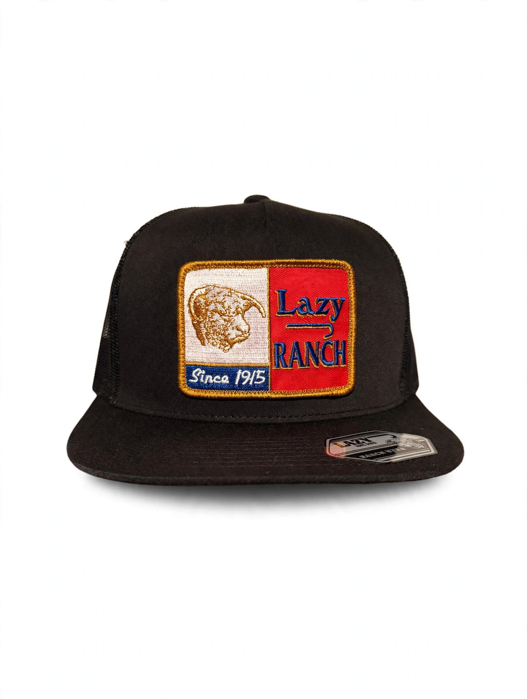 Lazy J Ranch Black Gold Texas Ranch Gold Patch Classic Five Panel Trucker Hat