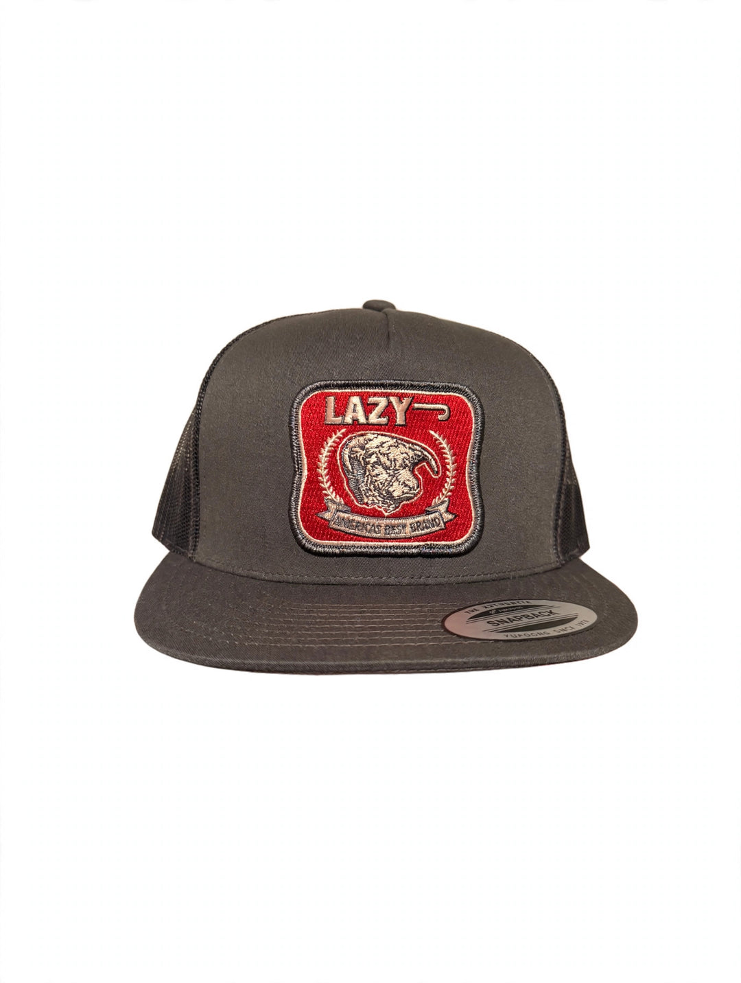 Lazy J Ranch Dark Grey Red America's Best Brand Classic Five Panel Trucker Hat