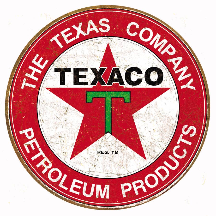 ROUND - Texaco - The Texas Company Tin Sign