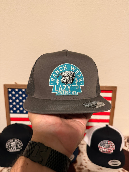 Lazy J Ranch Grey Turquoise Arrowhead Classic Five Panel Trucker Hat