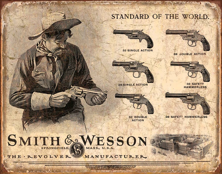 S&amp;W Revolver Manufacturer Tin Sign