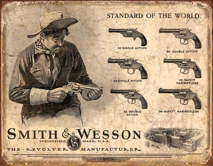 S&W Revolver Manufacturer Tin Sign