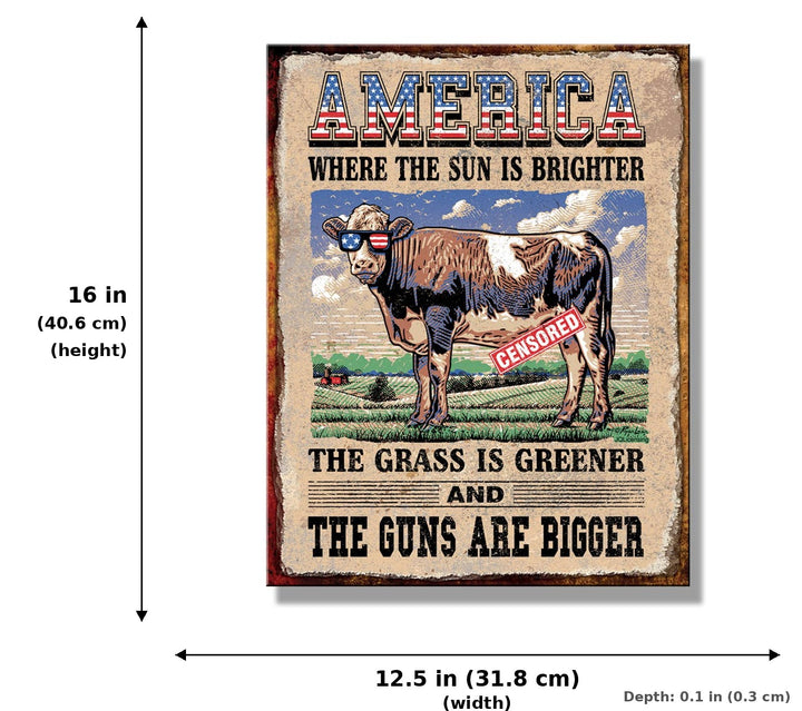America Vintage Wall Sign - Measurements