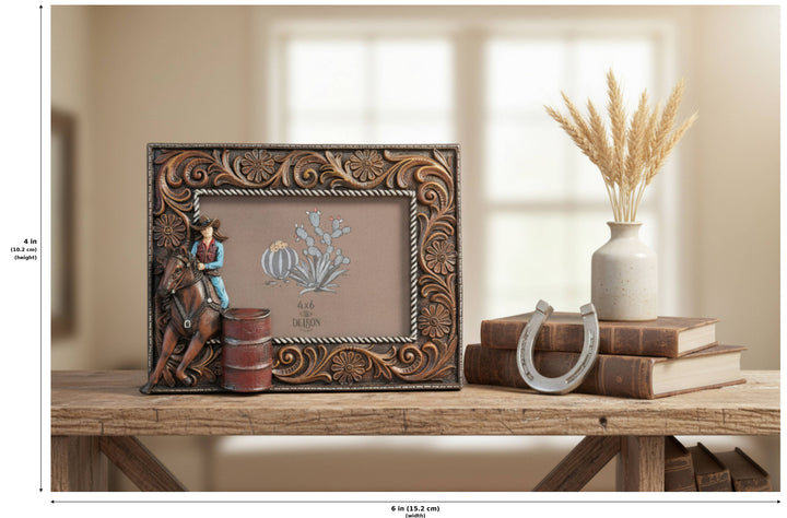 BARREL RACER 6X4 PHOTO FRAME-WESTERN DECOR-WESTERN HOME - Measurements