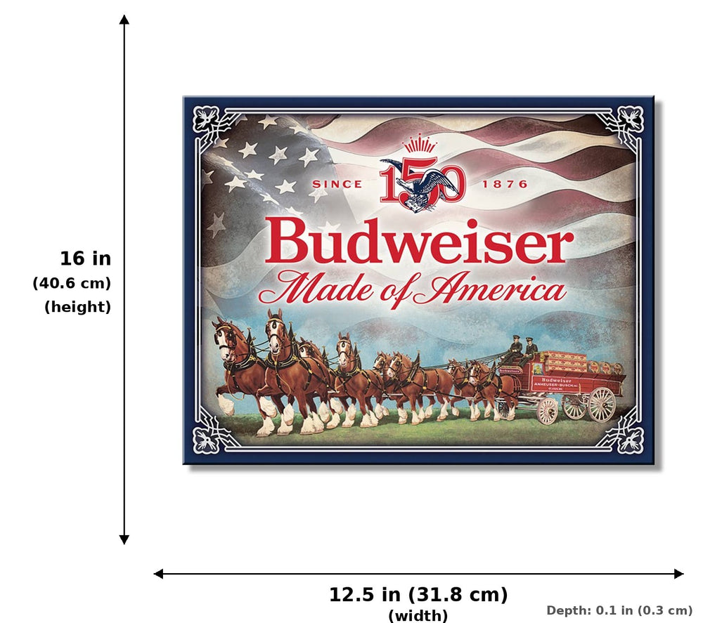 Budweiser 150th anniversary Tin Sign - Measurements