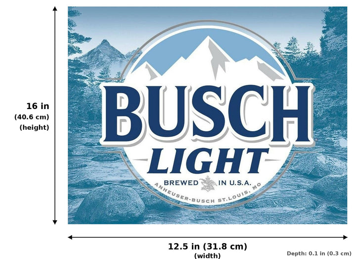 Busch Light Logo Tin Sign - Measurements
