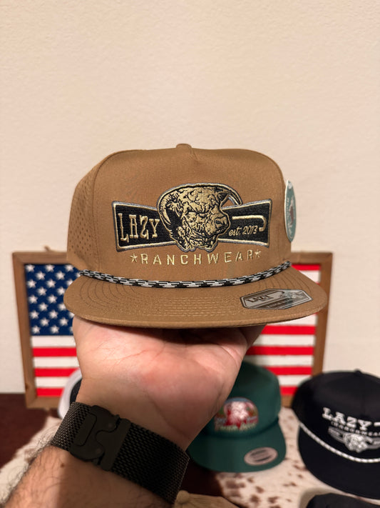 Lazy J Ranch Tan Diamond Banner Classic Rope Trucker Hat
