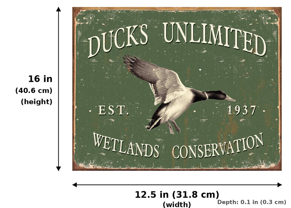 Ducks Unlimited - Since 1937 Tin Sign - Measurements