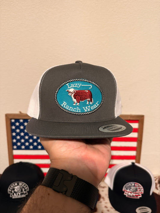 Lazy J Ranch Dark Grey & White Original Buckle Classic Five Panel Trucker Hat