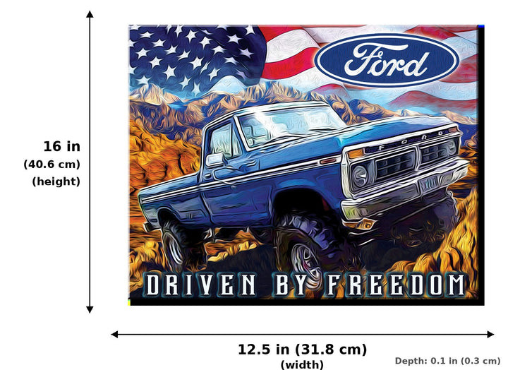 Ford Freedom Truck Tin Sign - Measurements