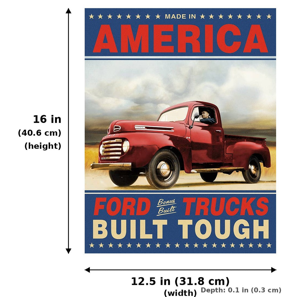 Ford Trucks Built Tough Tin Sign - Measurements
