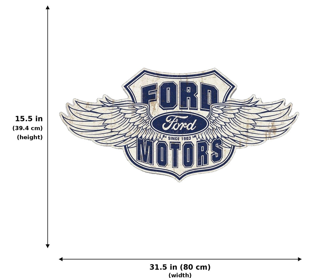 Ford Winged Logo Tin Sign - Measurements