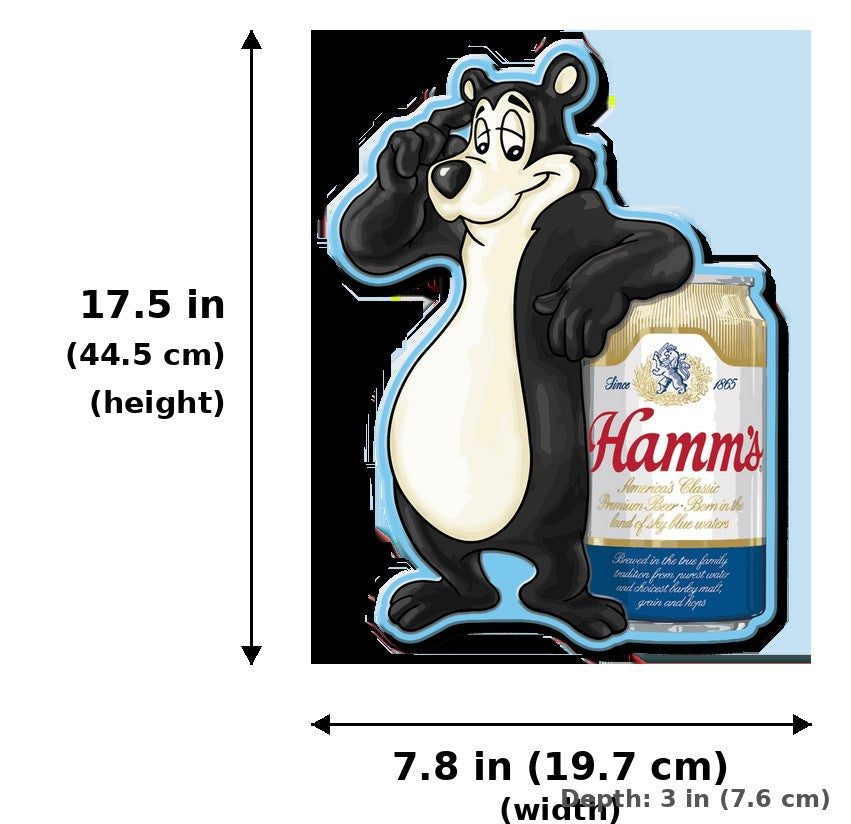 Hamm's Bear Aluminum Sign - Measurements