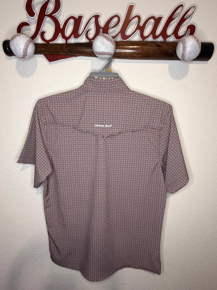 Cabana’s Ranch T-shirt Pearl Snap ( brown geometric pattern )