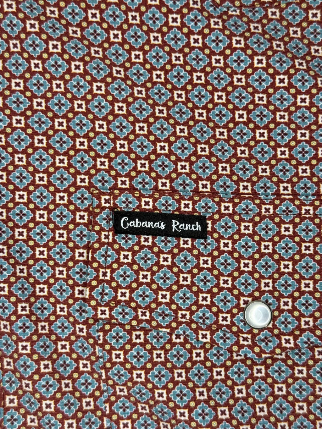 Cabana’s Ranch T-shirt Pearl Snap ( brown geometric pattern )
