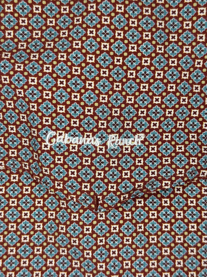 Cabana’s Ranch T-shirt Pearl Snap ( brown geometric pattern )