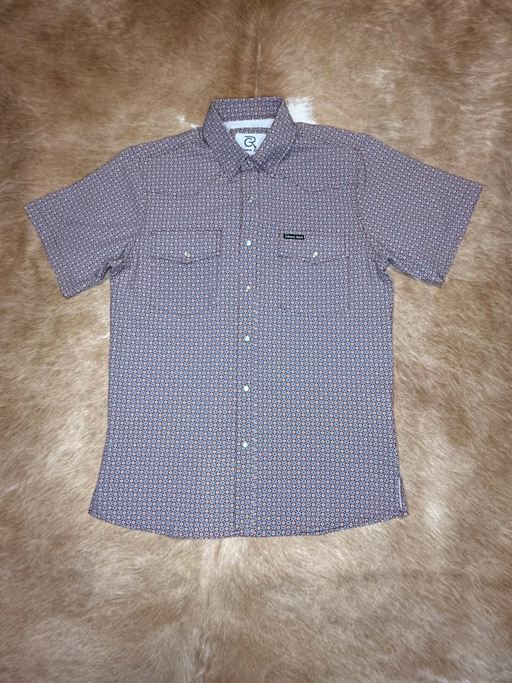 Cabana’s Ranch T-shirt Pearl Snap ( brown geometric pattern )