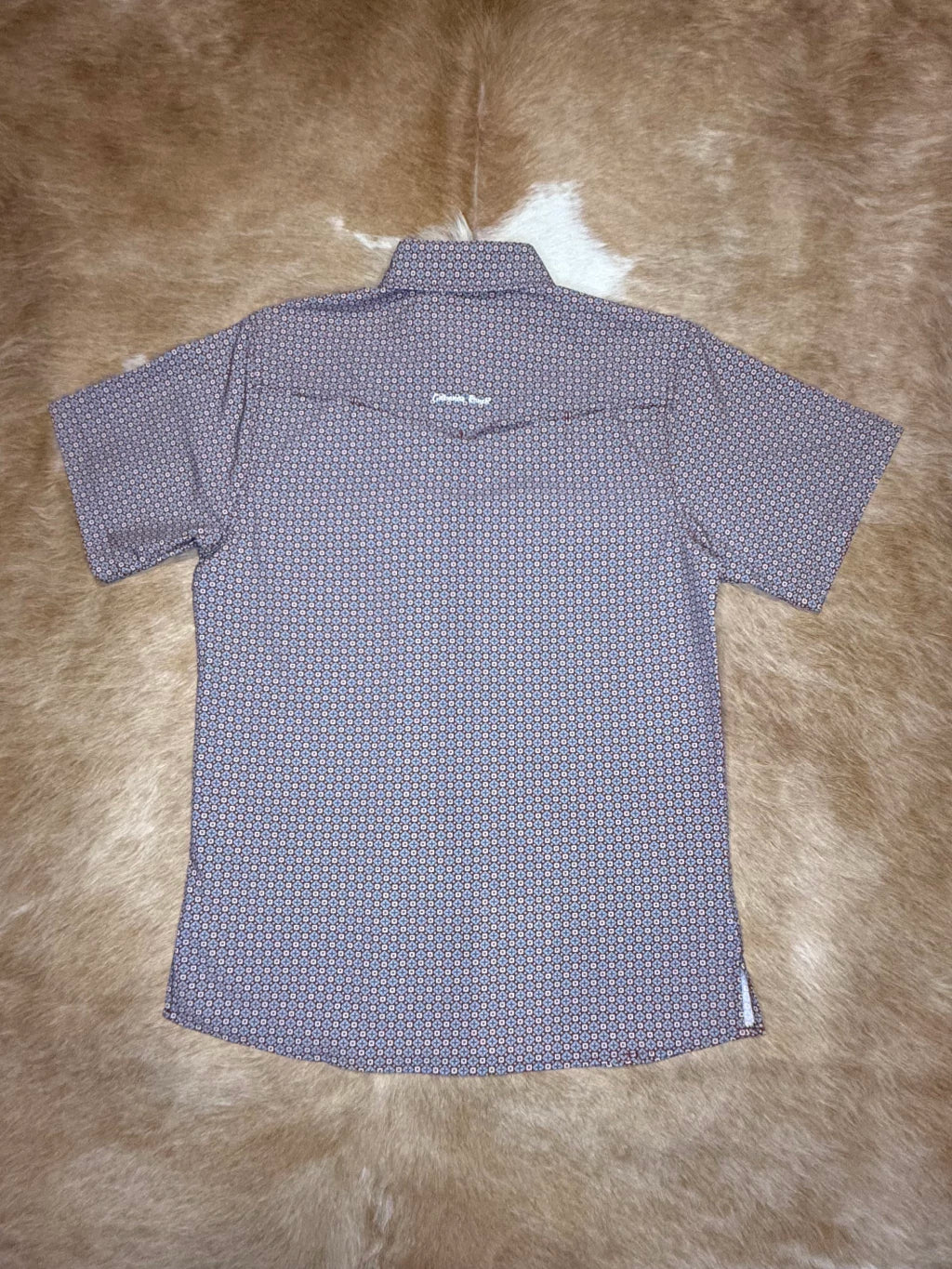 Cabana’s Ranch T-shirt Pearl Snap ( brown geometric pattern )