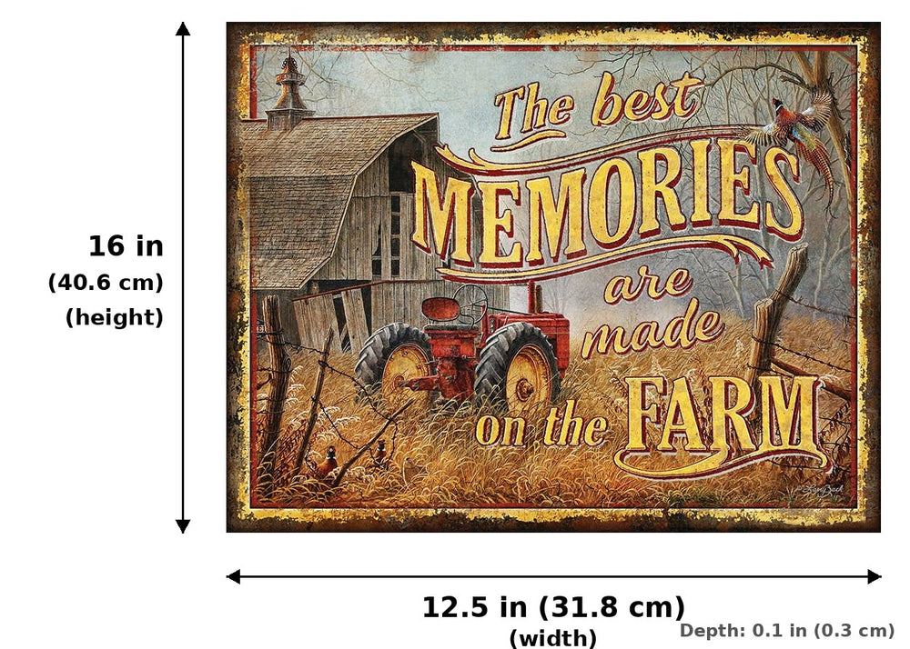 JQ - Farm Memories Tin Sign - Measurements