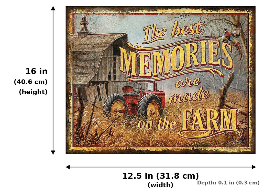JQ - Farm Memories Tin Sign - Measurements