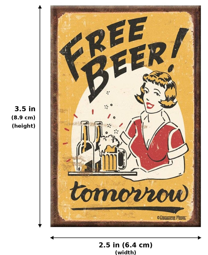 Magnet: Moore - Free Beer Metal wrapped with printed media - Measurements