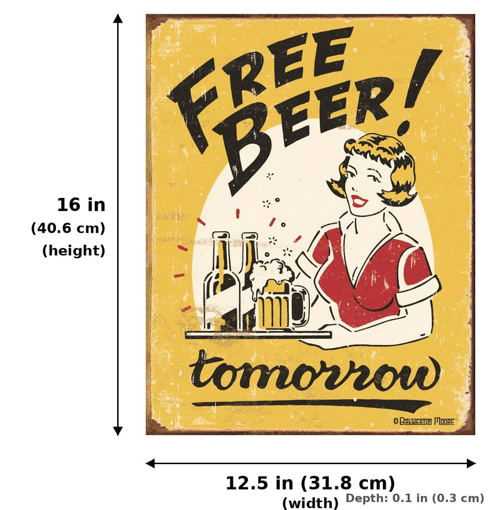 Moore - Free Beer Tin Sign - Measurements