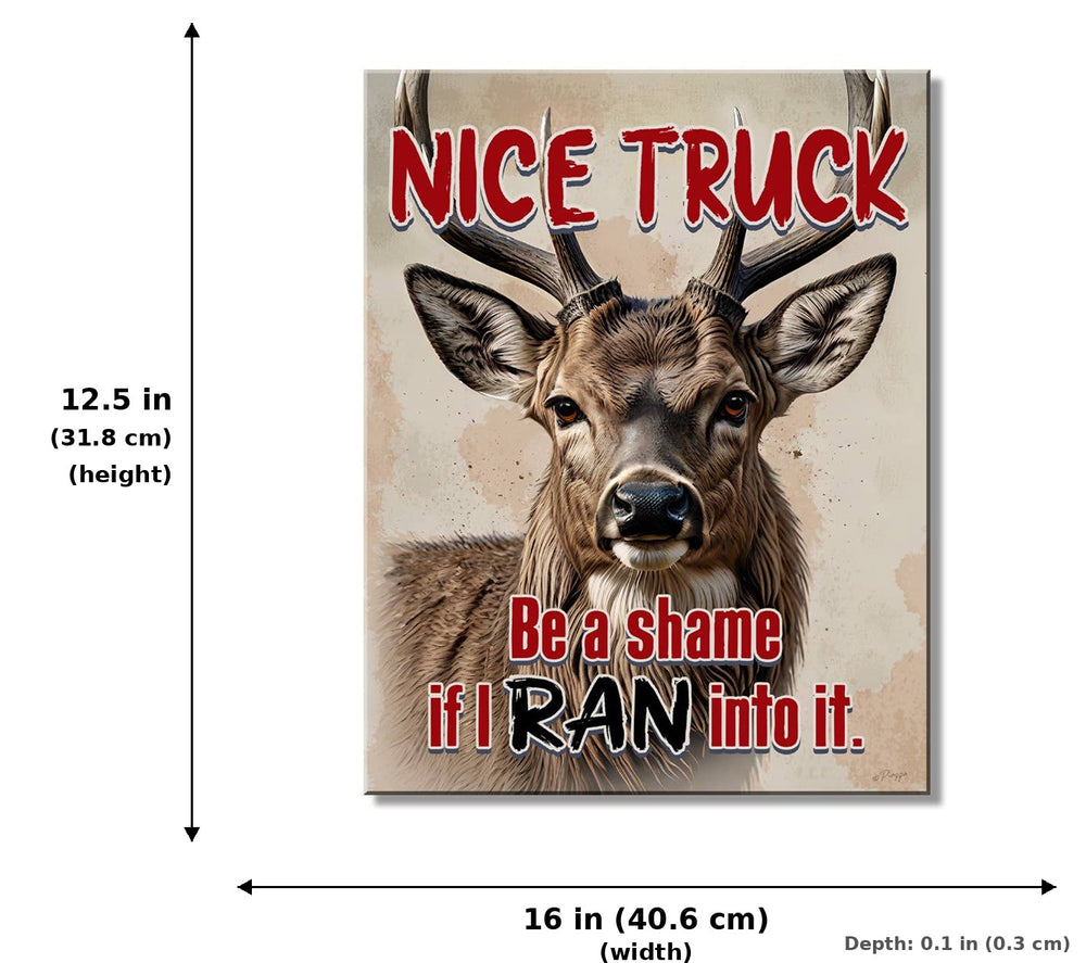 Nice Truck Tin Sign - Measurements
