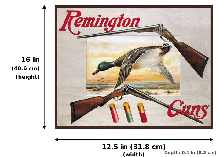 REM - 2 Shotguns & Duck Tin Sign - Measurements