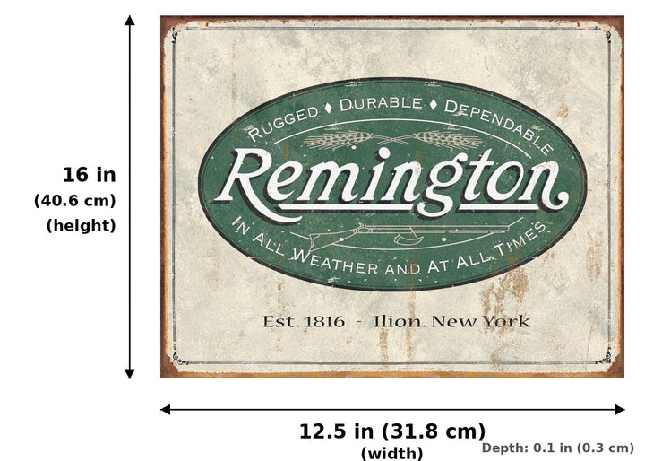 REM - Weathered Logo Tin Sign - Measurements